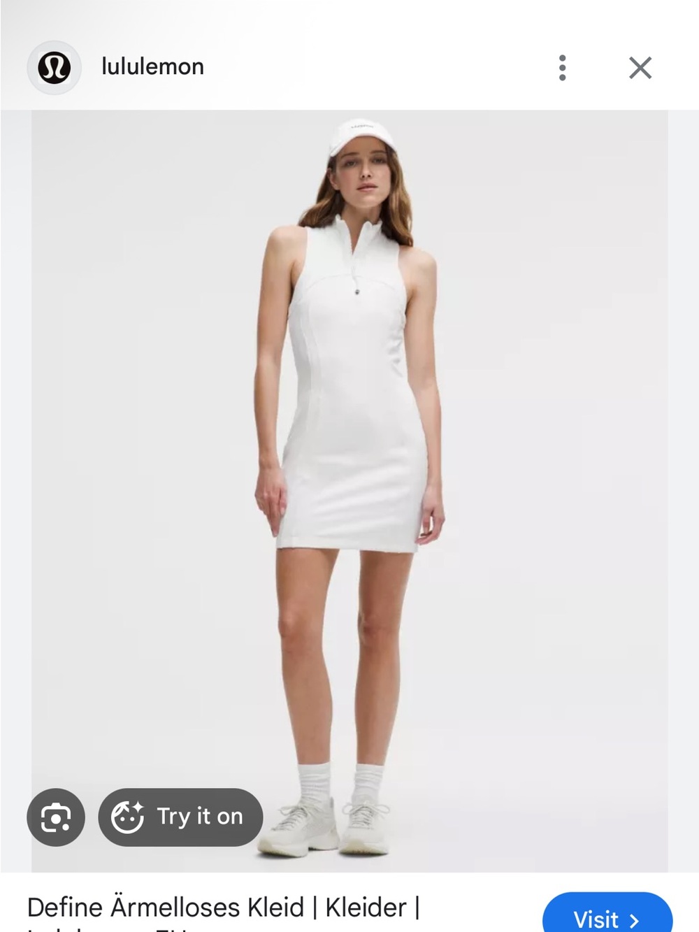 lululemon athletica White Sleeveless Zip-Front Sport Dress
